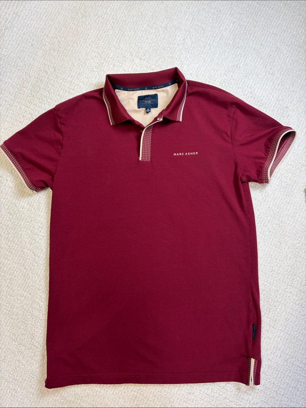 Marc Asher Burgundy Polo Shirt Men Medium Short Sleeve Golf Casual